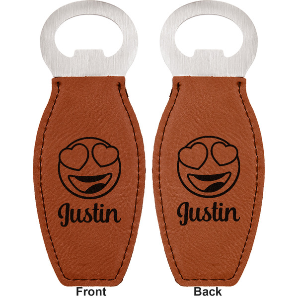 Emojis Leather Bar Bottle Opener - Front and Back