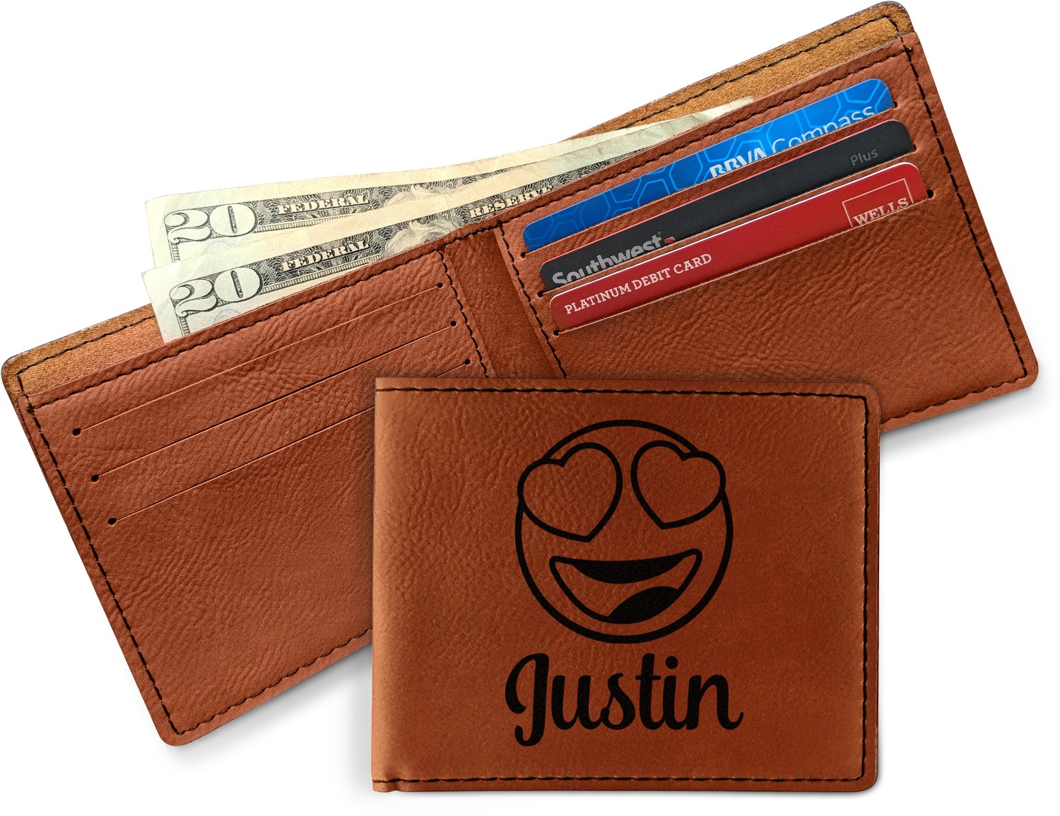 Custom Emojis Leatherette Bifold Wallet (Personalized) YouCustomizeIt