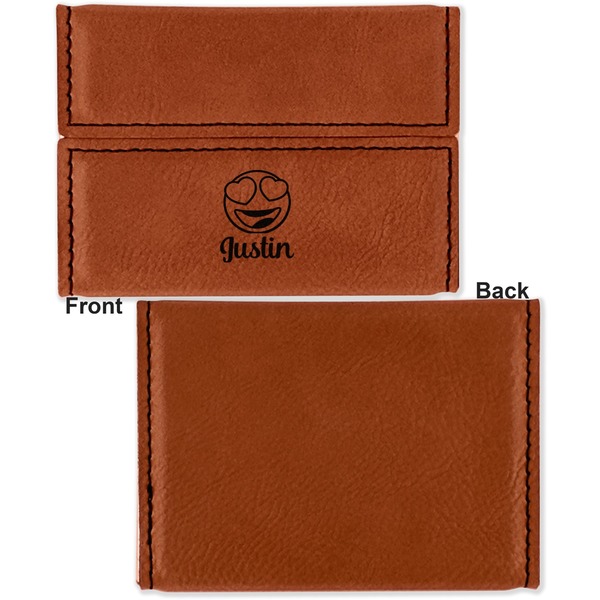 Emojis Leather Business Card Holder Front Back Single Sided - Apvl