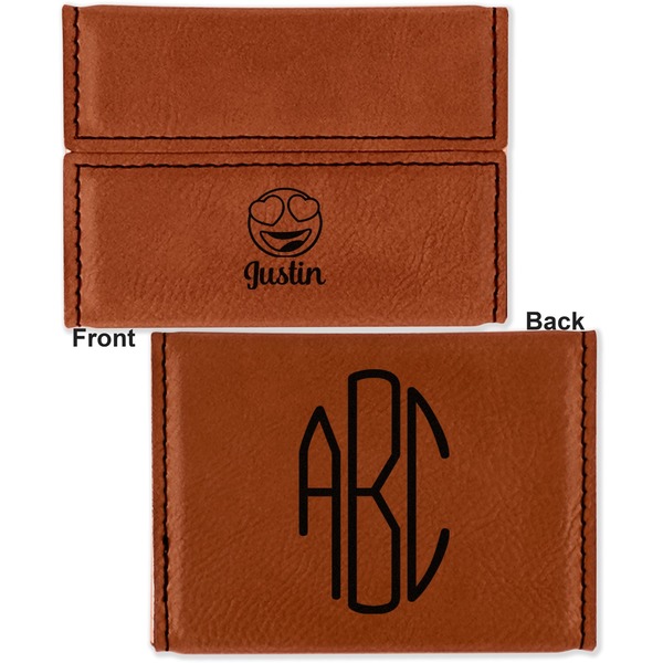 Emojis Leather Business Card Holder - Front Back