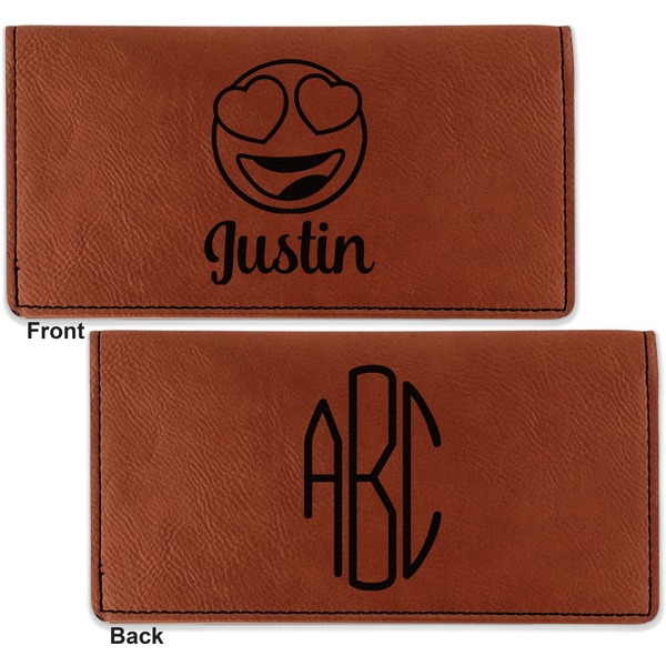 Emojis Leather Checkbook Holder Front and Back
