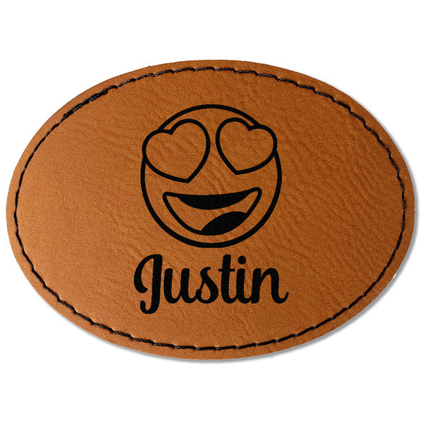 Custom Emojis Faux Leather Iron On Patch - Oval (Personalized)