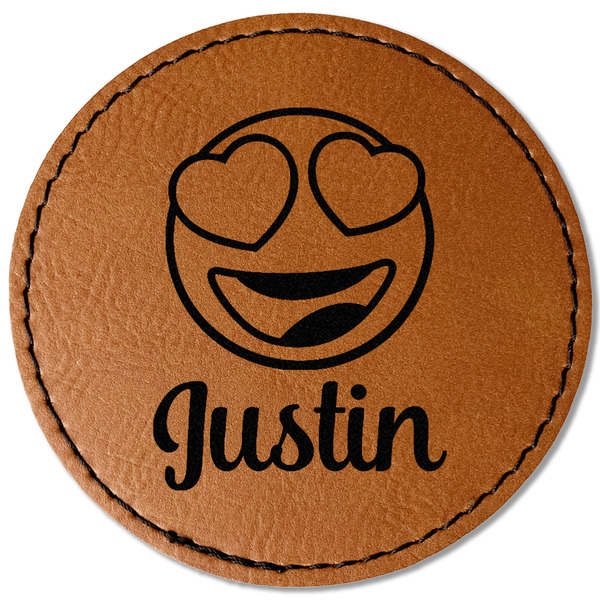 Custom Emojis Faux Leather Iron On Patch - Round (Personalized)