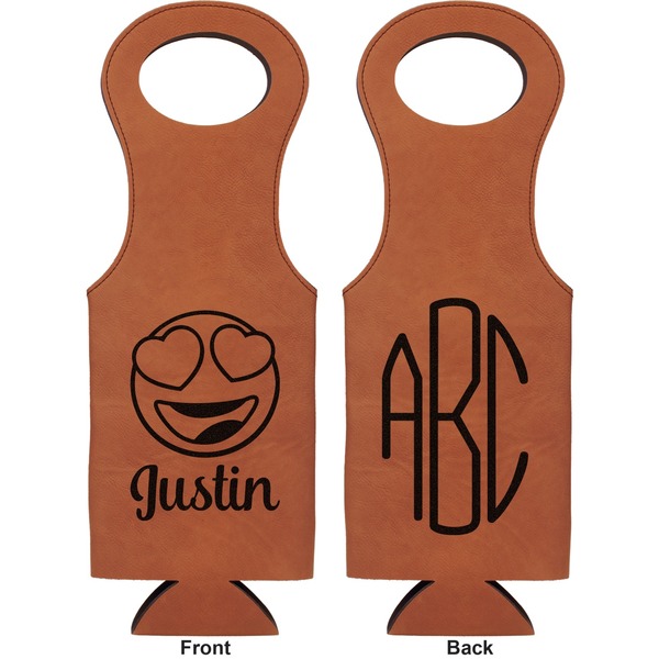 Emojis Leatherette Wine Tote Double Sided - Front and Back