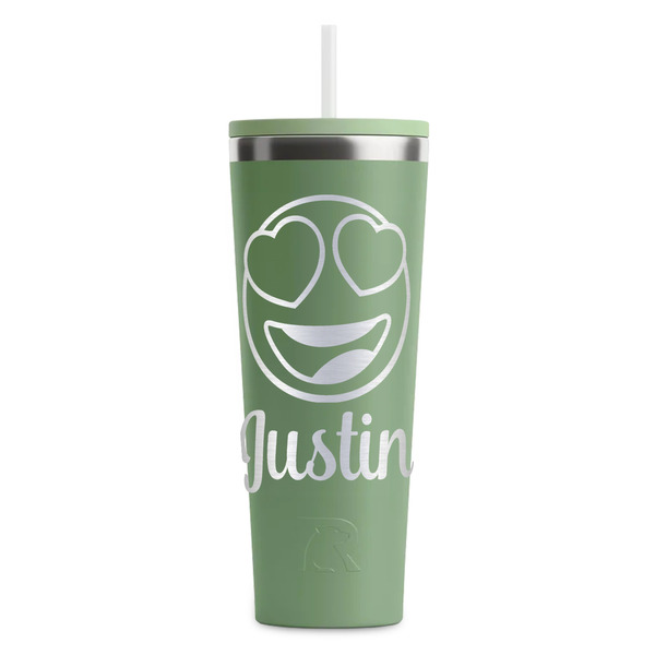 Custom Emojis RTIC Everyday Tumbler with Straw - 28oz - Light Green - Single-Sided (Personalized)