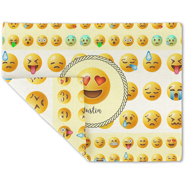 Custom Emojis Double-Sided Linen Placemat - Single w/ Name or Text