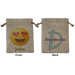 Emojis Medium Burlap Gift Bag - Front & Back (Personalized)