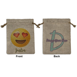 Emojis Medium Burlap Gift Bag - Front & Back (Personalized)