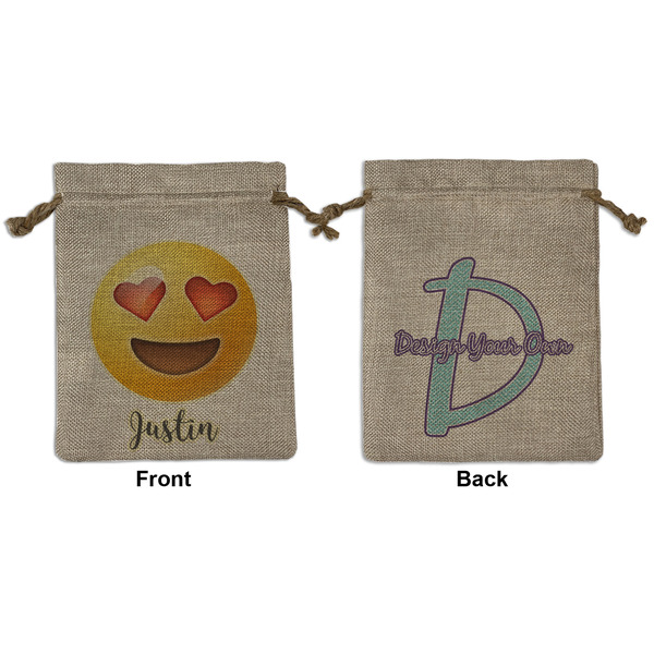 Custom Emojis Medium Burlap Gift Bag - Front & Back (Personalized)
