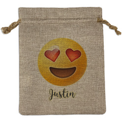Emojis Medium Burlap Gift Bag - Front (Personalized)
