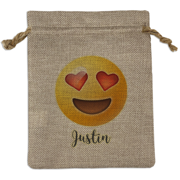 Custom Emojis Medium Burlap Gift Bag - Front (Personalized)