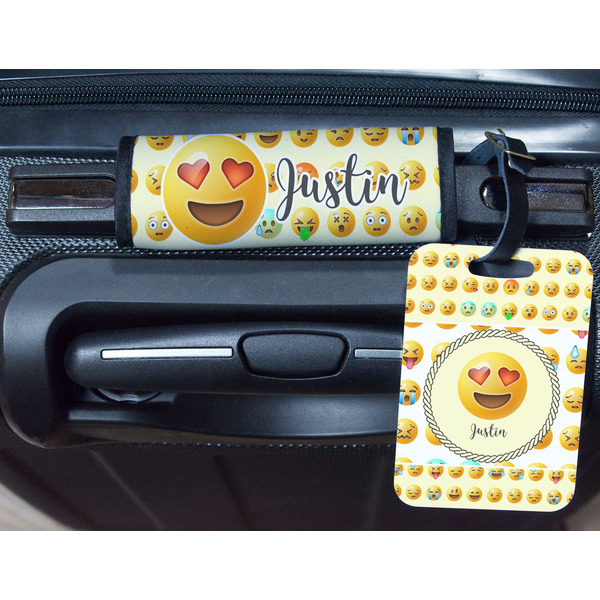 Emojis Metal Luggage Tag & Handle Wrap - In Context