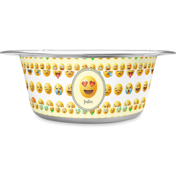 Custom Emojis Stainless Steel Dog Bowl - Large (Personalized)