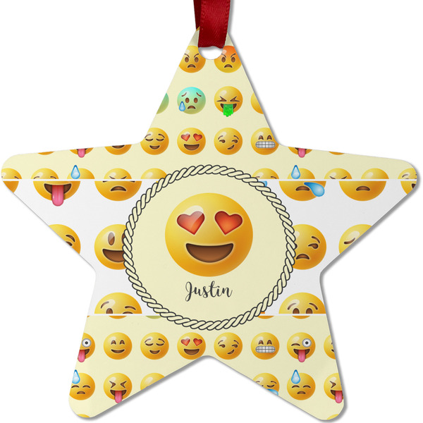 Custom Emojis Metal Star Ornament - Double Sided w/ Name or Text