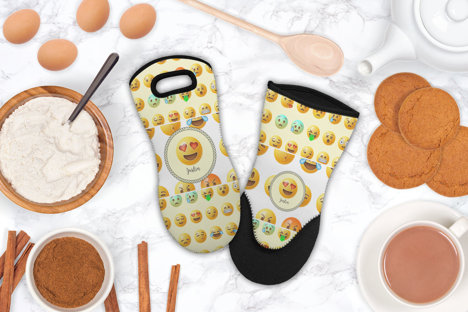 Custom Emojis Neoprene Oven Mitt w/ Name or Text YouCustomizeIt