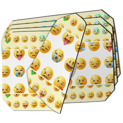 Emojis Dining Table Mat - Octagon - Set of 4 (Double-SIded) w/ Name or Text