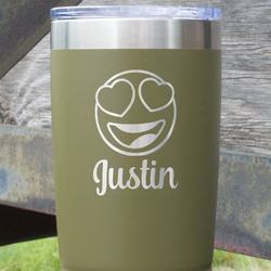 Emojis 20 oz Stainless Steel Tumbler - Olive - Single Sided (Personalized)