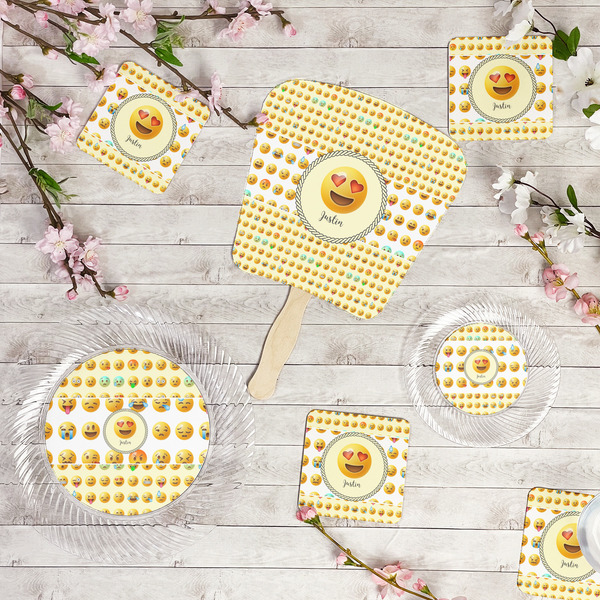 Emojis Party Supplies Combination Image - All items - Plates, Coasters, Fans