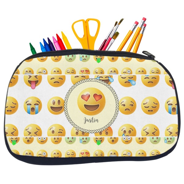 Custom Emojis Neoprene Pencil Case - Medium w/ Name or Text