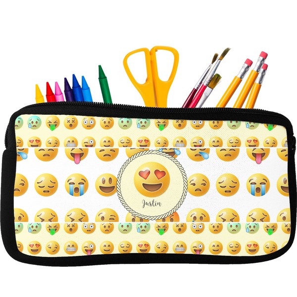 Custom Emojis Neoprene Pencil Case - Small w/ Name or Text