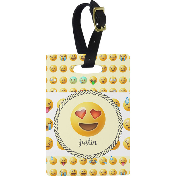 Custom Emojis Plastic Luggage Tag - Rectangular w/ Name or Text
