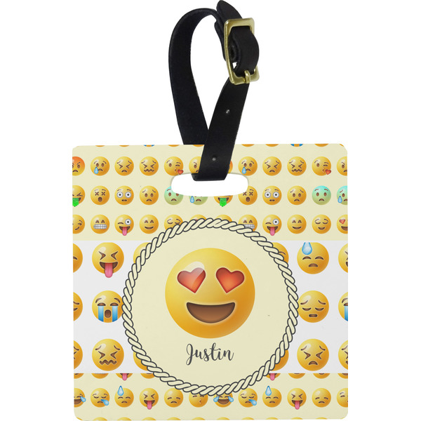 Custom Emojis Plastic Luggage Tag - Square w/ Name or Text