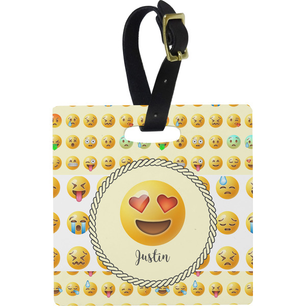 Custom Emojis Plastic Luggage Tag - Square w/ Name or Text