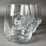 Emojis Stemless Wine Glasses (Set of 4) (Personalized)