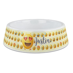 Emojis Plastic Dog Bowl - Large (Personalized)