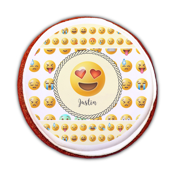Emojis Printed Icing Circle - Medium - On Cookie