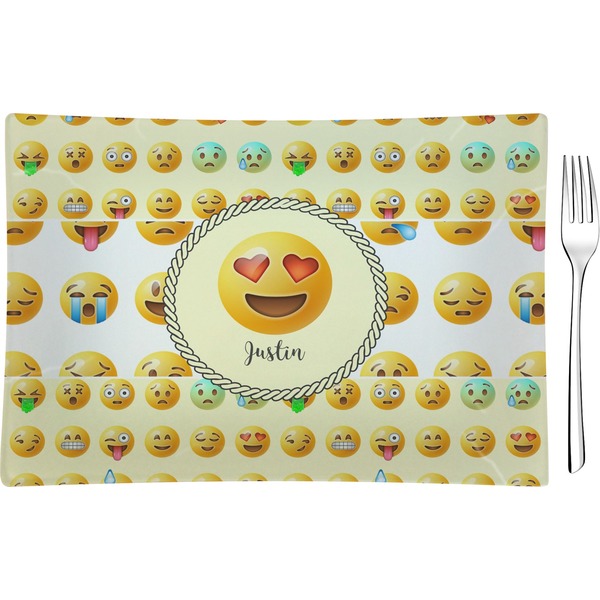 Custom Emojis Rectangular Glass Appetizer / Dessert Plate - Single or Set (Personalized)