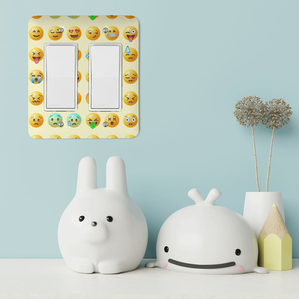 Emojis Rocker Light Switch Covers - Double - IN CONTEXT