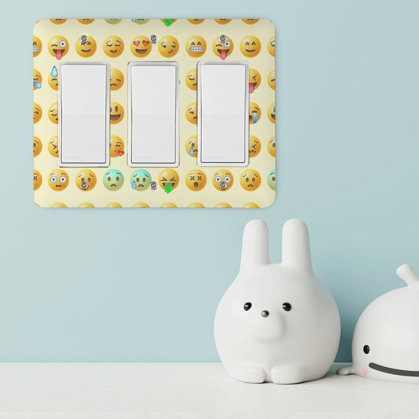Emojis Rocker Light Switch Covers - Triple - IN CONTEXT