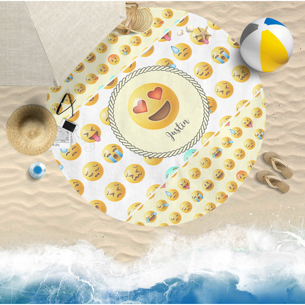 Emojis Round Beach Towel Lifestyle