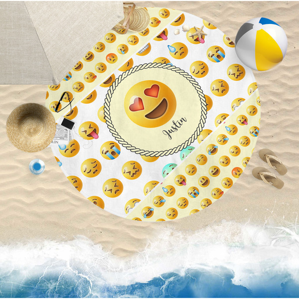 Emojis Round Beach Towel Lifestyle