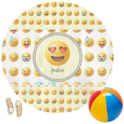 Emojis Round Beach Towel (Personalized)