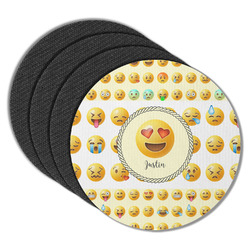 Emojis Round Rubber Backed Coasters - Set of 4 (Personalized)