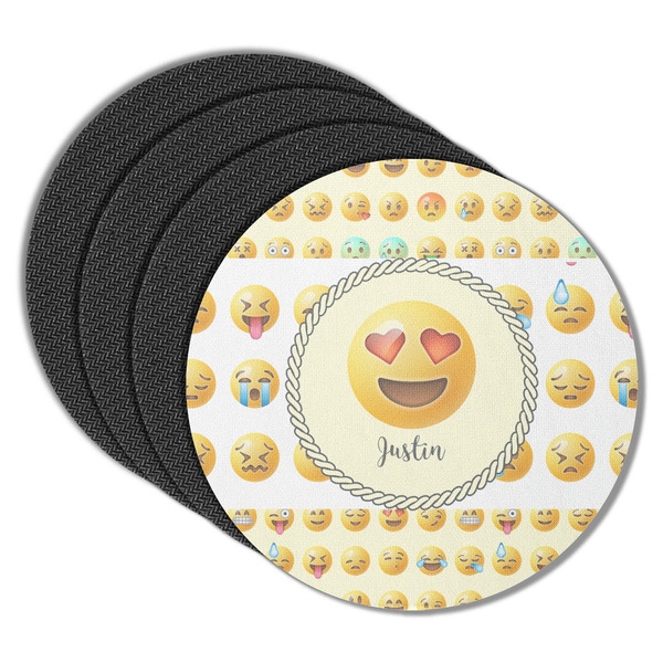 Custom Emojis Round Rubber Backed Coasters - Set of 4 (Personalized)
