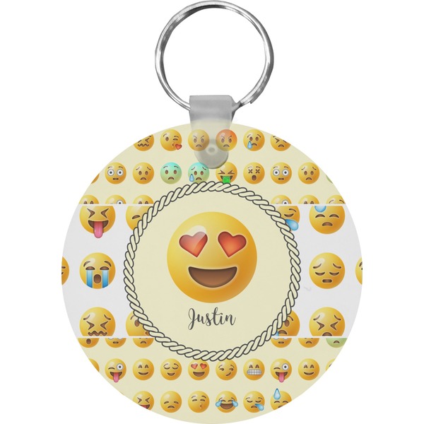 Custom Emojis Round Plastic Keychain (Personalized)
