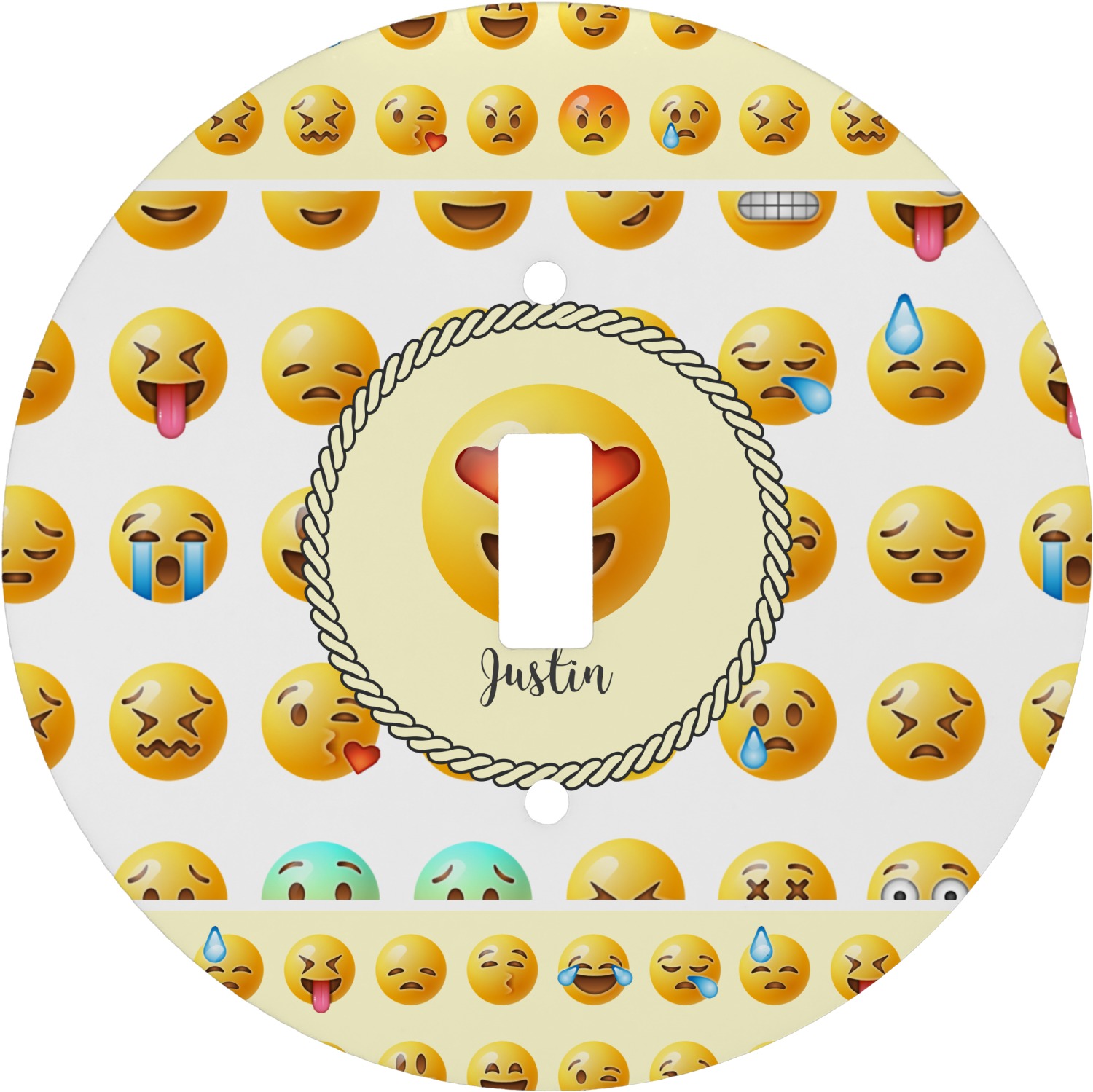 Emojis Round Light Switch Cover (Personalized) YouCustomizeIt