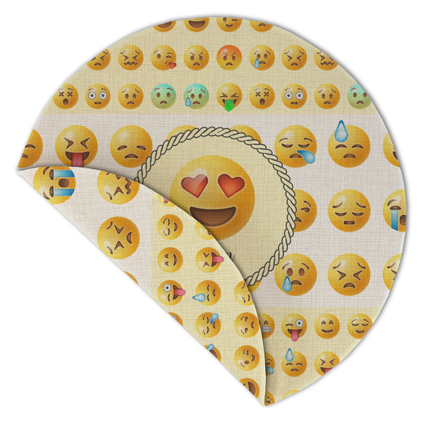 Emojis Round Linen Placemats - Front (folded corner double sided)