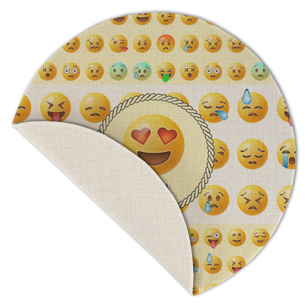 Emojis Round Linen Placemats - Front (folded corner single sided)