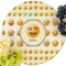 Emojis Round Linen Placemats - Front (w flowers)