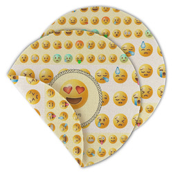 Emojis Round Linen Placemat - Double Sided (Personalized)