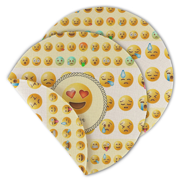 Custom Emojis Round Linen Placemat - Double Sided - Set of 4 (Personalized)