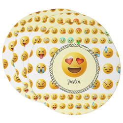 Emojis Round Paper Coasters w/ Name or Text
