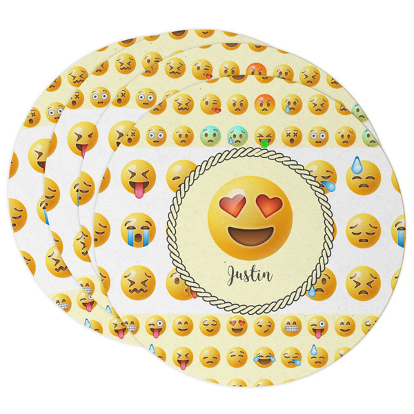 Custom Emojis Round Paper Coasters w/ Name or Text