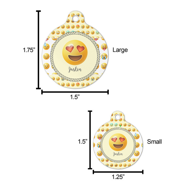 Emojis Round Pet ID Tag - Large - Comparison Scale
