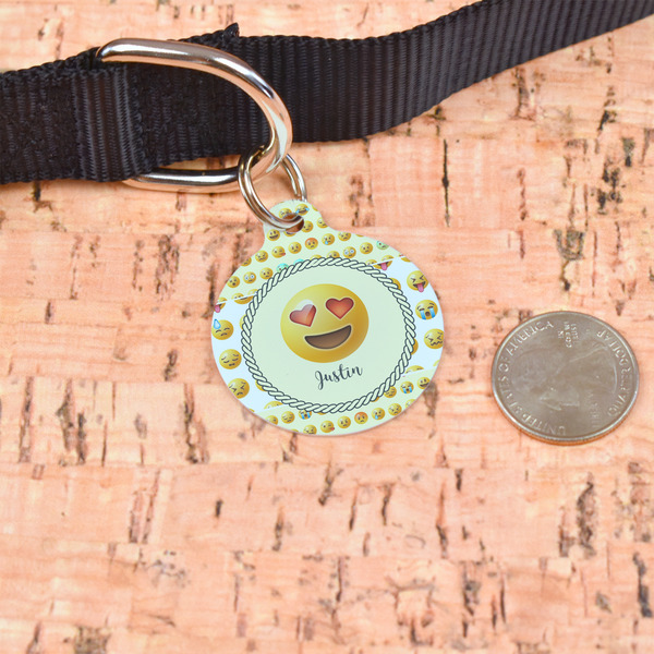 Emojis Round Pet ID Tag - Large - In Context