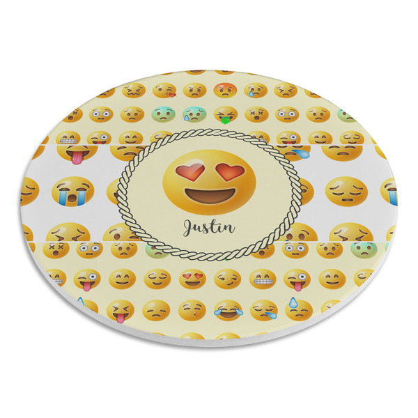 Emojis Round Stone Trivet - Angle View